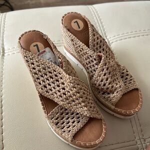 gentle souls Braided Tan Wedge Mules